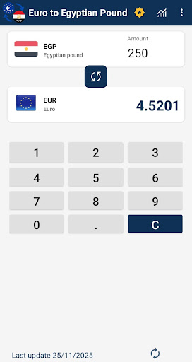 Euro to Egyptian Pound convert ekran görüntüsü