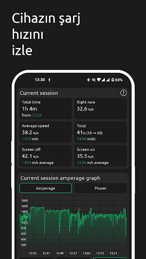 Battery One: Pil şarj bilgisi ekran görüntüsü