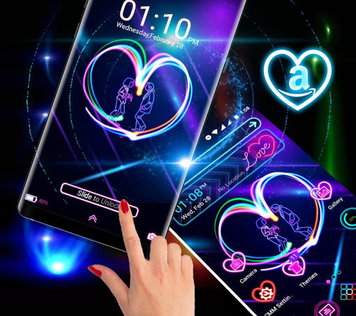 Neon Heart Launcher Theme ekran görüntüsü