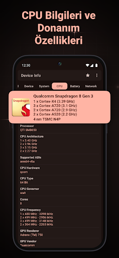 Cihaz Bilgisi: CPU'su, Sistem ekran görüntüsü
