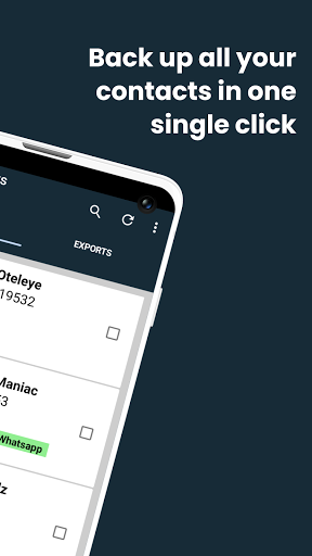 Export contacts ekran görüntüsü