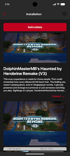 Herobrine mod Minecraft PE ekran görüntüsü