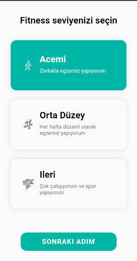 Kilo kaybı için koşu uygulamas ekran görüntüsü