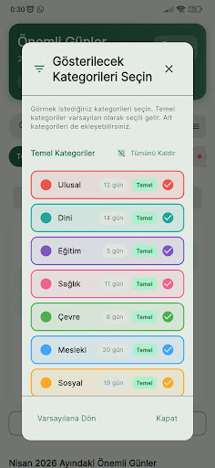 Önemli Gün ve Haftalar ekran görüntüsü
