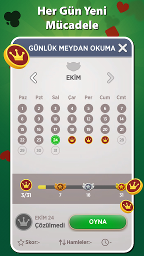 Solitaire İnternetsiz Türkçe ekran görüntüsü