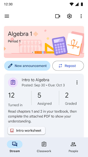 Google Classroom ekran görüntüsü