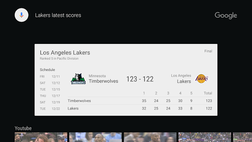 Google app for Android TV ekran görüntüsü