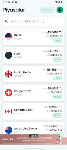 Canlı Döviz Kurları ekran görüntüsü