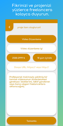 proje bazlı - freelance işler ekran görüntüsü