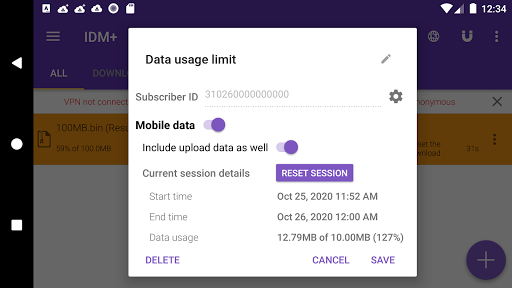 1DM Mobile data usage limit pl ekran görüntüsü