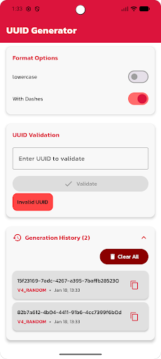 UUID Generator ekran görüntüsü