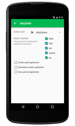 Namaz vaxtı ekran görüntüsü