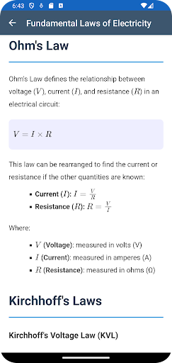 Electricity Formulas ekran görüntüsü