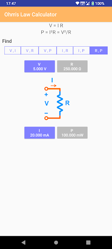 Ohm's Law Calculator ekran görüntüsü