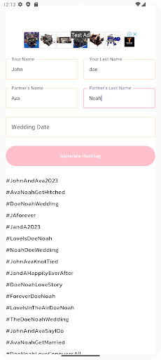 Wedding Hashtag Generator ekran görüntüsü