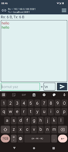 UDP Terminal ekran görüntüsü