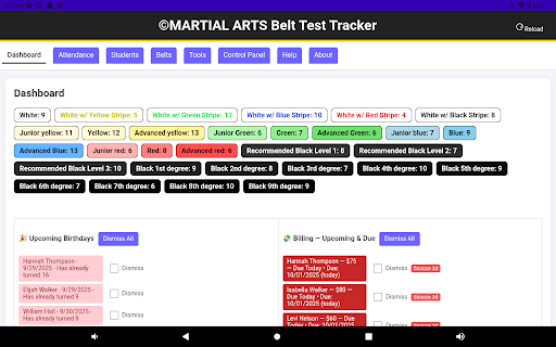 Martial Arts Belt Test Tracker ekran görüntüsü