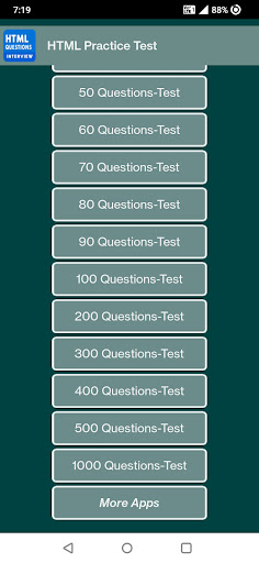 HTML Practice Test ekran görüntüsü