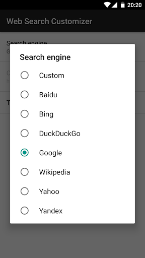 Web Search Customizer ekran görüntüsü