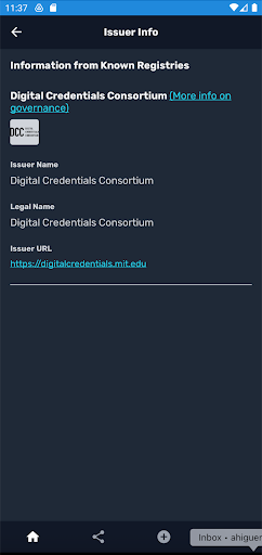 Learner Credential Wallet ekran görüntüsü
