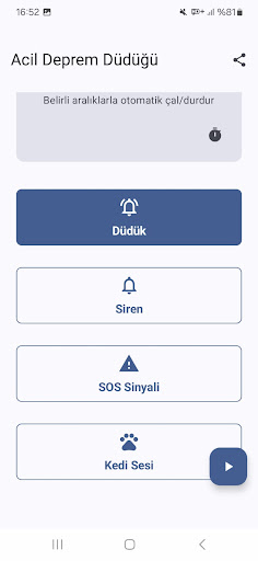 Acil Deprem Düdüğü ekran görüntüsü