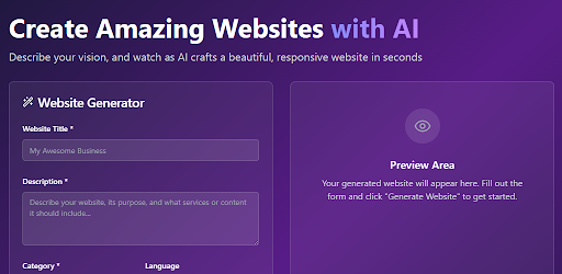MASTER WEBSITE AI GENERATOR ekran görüntüsü
