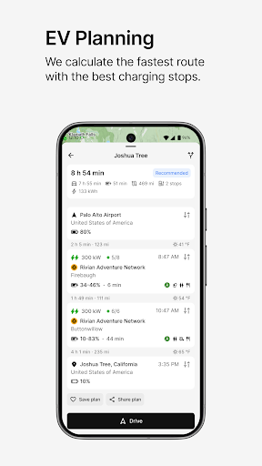 A Better Routeplanner (ABRP) ekran görüntüsü