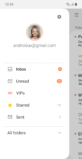 Samsung Email ekran görüntüsü