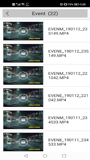 Dash Camera Interface ekran görüntüsü