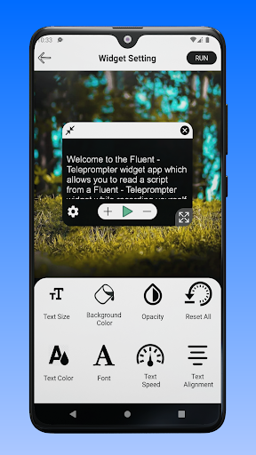 Fluent Teleprompter widget ekran görüntüsü