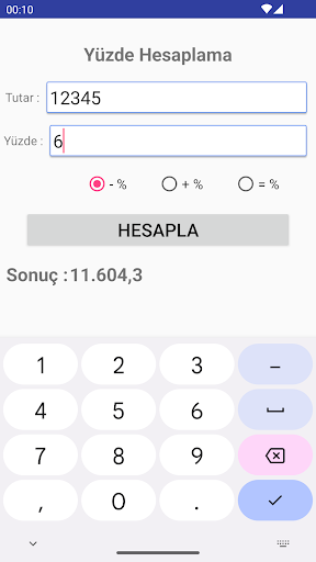 Yüzde Hesaplama ekran görüntüsü