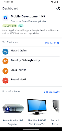 SAP Mobile Services Client ekran görüntüsü