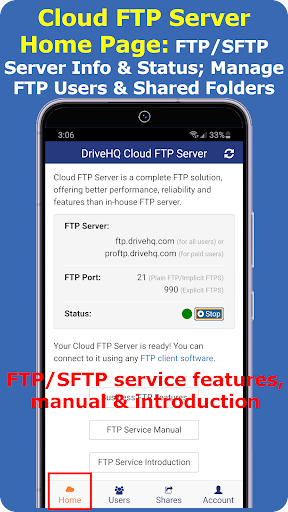 Bulut FTP/SFTP/FTPS Sunucusu ekran görüntüsü