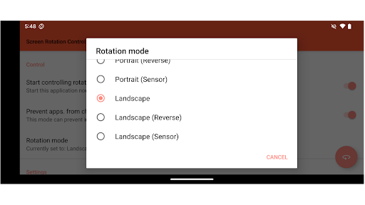 Screen Rotation Control:Lock ekran görüntüsü