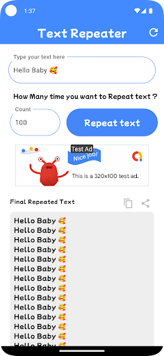 Text Repeater ekran görüntüsü