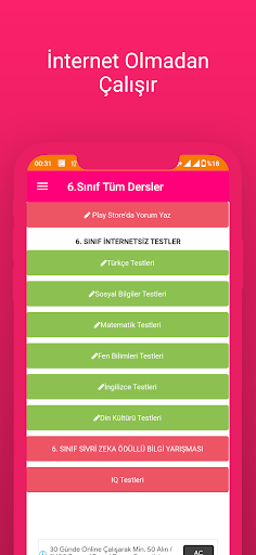 6. Sınıf Tüm Ders İnternetsiz ekran görüntüsü