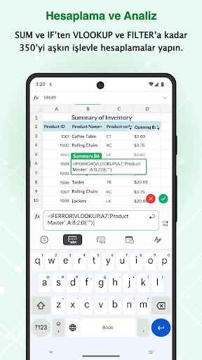 Zoho Sheet: E-tablo app ekran görüntüsü