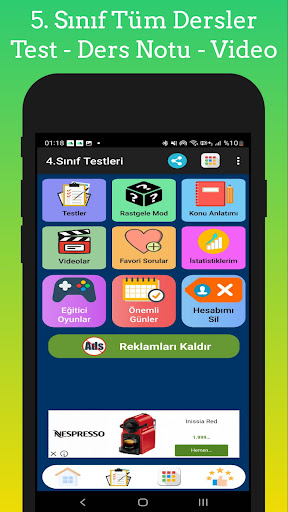 5. Sınıf Test Çöz Tüm Dersler ekran görüntüsü