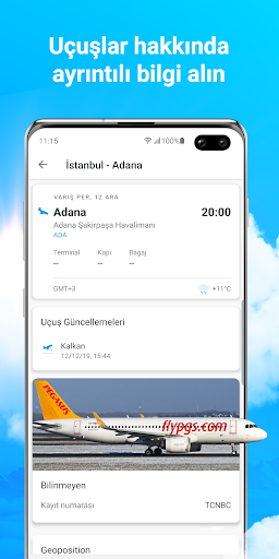Canlı Uçaklar - Uçak takibi ekran görüntüsü