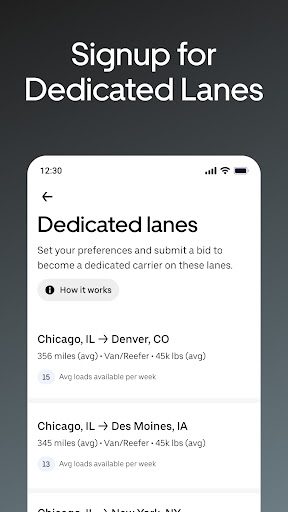Uber Freight ekran görüntüsü