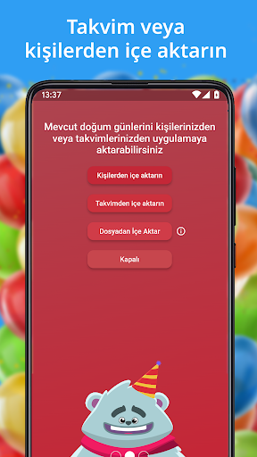 Doğum günü takvimi. ekran görüntüsü