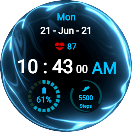 Fluid Blue Watch Face ekran görüntüsü