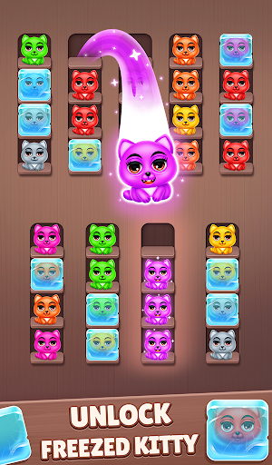 Kitty Sorting 3d - Color Jam ekran görüntüsü