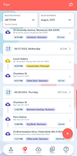 Mileage Log from Google Maps ekran görüntüsü