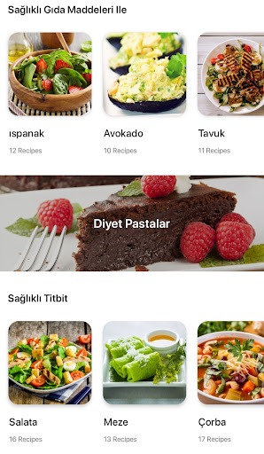 Sağlıklı Tarifler uygulaması ekran görüntüsü