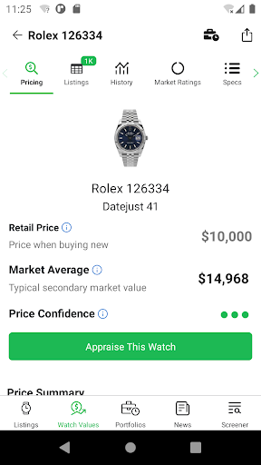 WatchCharts ekran görüntüsü