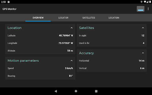 GPS Monitor: satellite data ekran görüntüsü