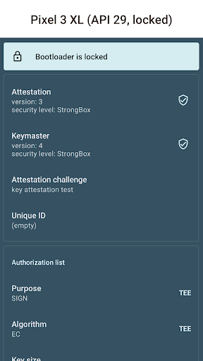 Key Attestation Demo ekran görüntüsü