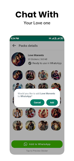 Romantic Stickers WASticker.ly ekran görüntüsü