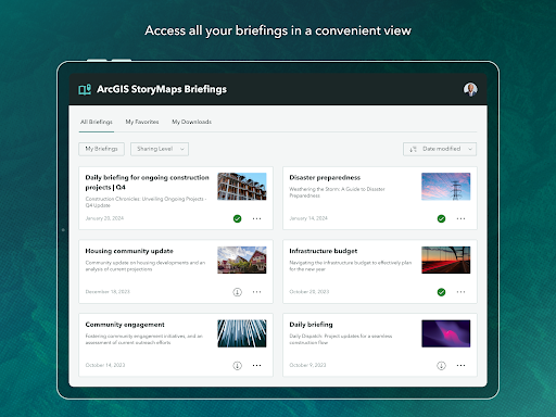 ArcGIS StoryMaps Briefings ekran görüntüsü